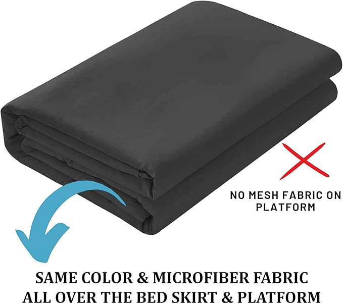 SKY BEDDINGS - Queen Size Ruffled Bed Skirt with Split Corners - 14 Inch Drop Dust Ruffle Bed Skirt with Platform Three Sided Coverage - 100% Microfiber, Dark Grey