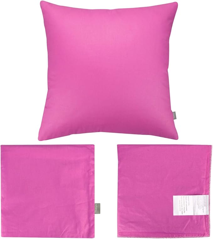 Thmyo 4-Pack 100% Cotton Comfortable Solid Decorative Throw Pillow Case, Square Cushion Cover Pillowcase Sublimation Blank Pillow Covers DIY Throw Pillowcase for Couch(16x16 inch/ 40x40cm,Rose red)