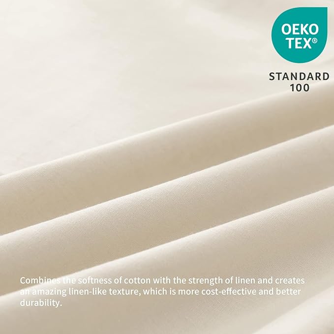 BISELINA French Linen Bed Skirt with Pleated Frills 14-Inch Tailored Drop Natural Flax Cotton Blend Dust Ruffle Soft Cozy Farmhouse Bedding (14" King, Linen)