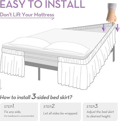 RIMELA Lilac Purple Bed Skirt Queen Size 15 Inch Drop Elastic Wrap Around Dust Ruffle Solid Bedding Bedskirt Soft Microfiber Fabric Machine Washable Easy to Install