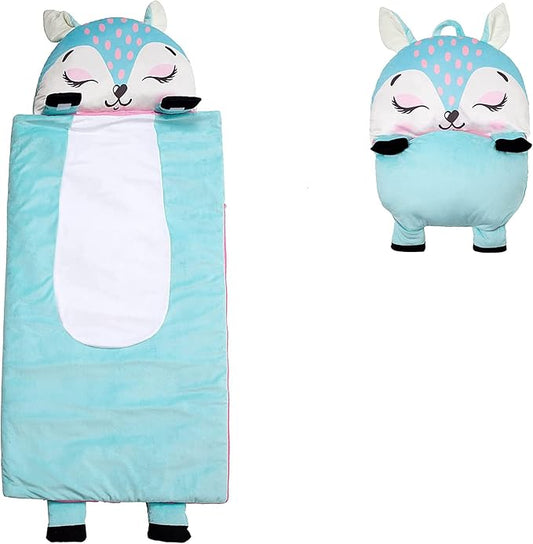 Kid's Nap Buddies Character Preschool Nap Mat, Toddler Sleeping Bag with Pillow for Daycare, Ages 3+