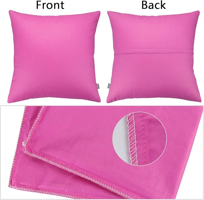 Thmyo 4-Pack 100% Cotton Comfortable Solid Decorative Throw Pillow Case, Square Cushion Cover Pillowcase Sublimation Blank Pillow Covers DIY Throw Pillowcase for Sofa(20x20 inch/ 50x50cm,Rose red)