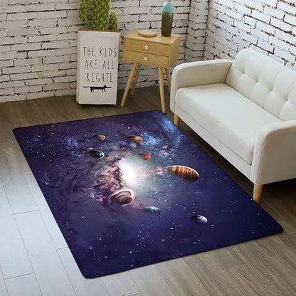 Solar System 3D Planet Universe Area Rug for Kids Bedroom 4x6 ft Soft Non-Slip Outer Space Galaxy Rug for Boys Room Living Room
