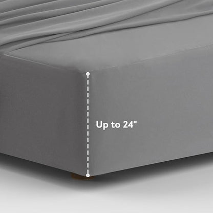 Magik & Kover Full Sheet Set for Air Mattress - 4 Piece Deep Pocket Full Size Sheets Set Up to 24 Inches - Soft & Breathable Air Mattress Sheets Full Size with Extra Deep Pocket - Grey