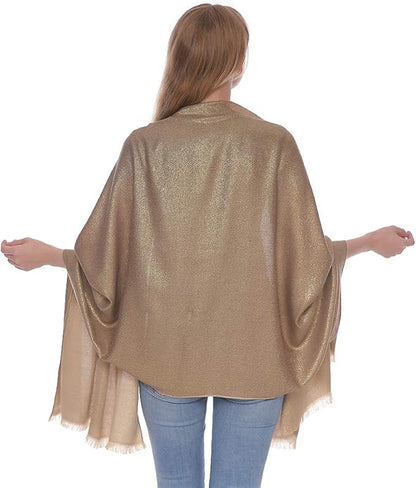 LMVERNA Women's Sparkling Metallic Soft Pashmina Shawls and Wraps Scarf in Solid Colors