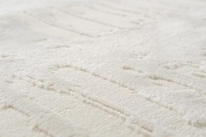 Revival Rugs Shell 3'11"x6'1" Machine Washable Area Rug for Kitchen Bedroom - 100% Recycled Oeko-TEX Certified, Medium Pile, Beige, Cream