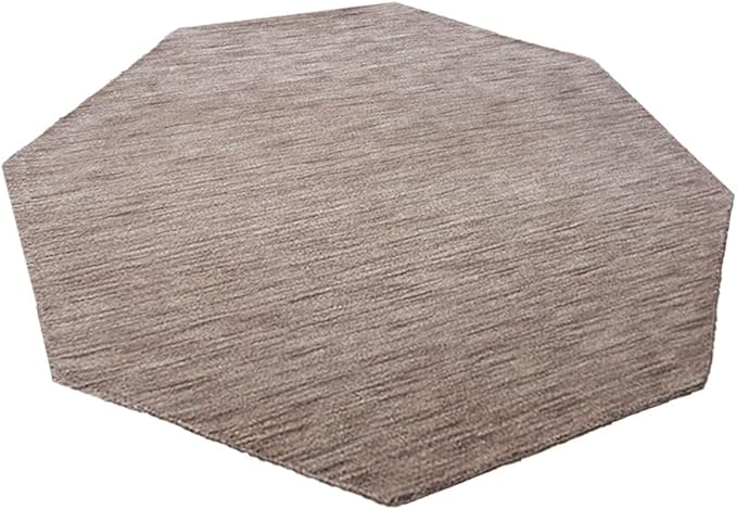 Hand Knotted Loom Wool ECO-Friendly Area Rugs - 10'x10', Octagon, Light Brown Color, Solid Plain Design, High Pile Thick Handmade Anti Skid Rugs for Living Room (L00111)