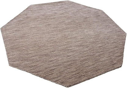 Hand Knotted Loom Wool ECO-Friendly Area Rugs - 10'x10', Octagon, Light Brown Color, Solid Plain Design, High Pile Thick Handmade Anti Skid Rugs for Living Room (L00111)