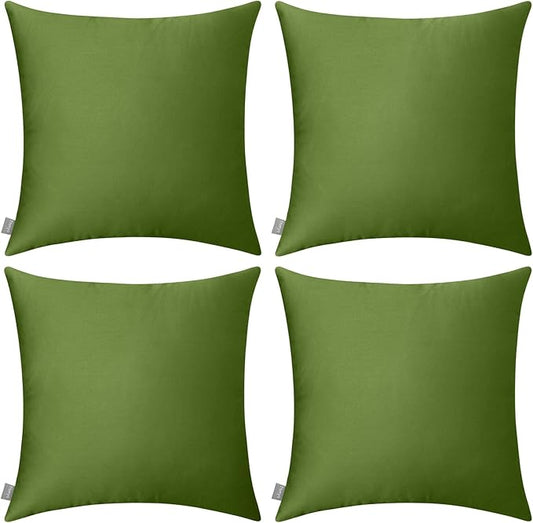 Thmyo 4-Pack 100% Cotton Comfortable Solid Decorative Throw Pillow Case, Square Cushion Cover Pillowcase Sublimation Blank Pillow Covers DIY Throw Pillowcase for Sofa(20x20 inch/ 50x50cm,Olive Green)