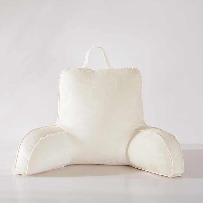 Reading Pillow for Sitting in Bed Adult,Back for Bed Sitting Up, Pillow,Backrest Back Support Chair Pillow, College Dorm Essentials for Girls and Boys, Velvet Beige L