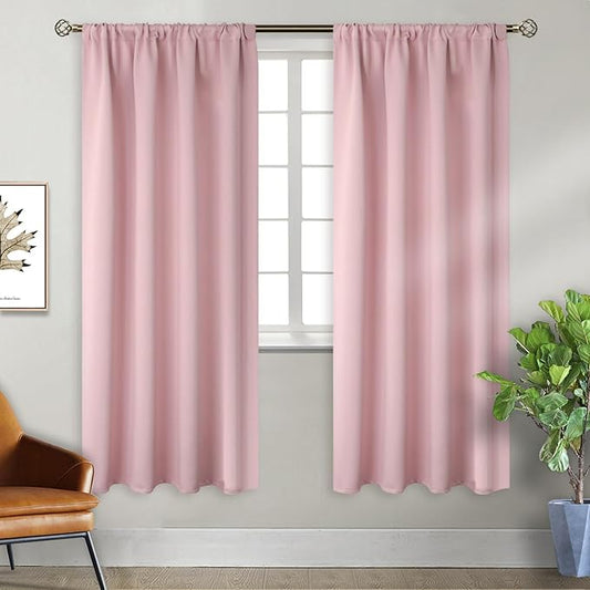 BGment Baby Pink Room Darkening Curtains for Kids Room 72 Inch Legnth - Rod Pocket Thermal Insulated Window Curtain for Girl Bedroom, 42 x 72 Inch, 2 Panels