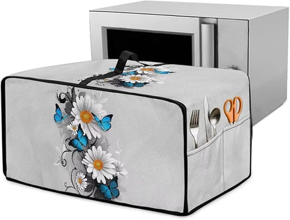 Toaster Oven Cover Dust-Proof Countertop Convection Oven Cover Protective Smart Microwave Oven Accessories and Decor, S, 14.5 x 18.5 x 9 Inches, Daisy Butterfly Gray