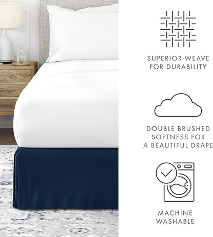 Linen Market Bed Skirt - Ultra Soft Microfiber - Easy Fit with 14 Inch Tailored Drop - Hotel Quality, Shrinkage & Fade Resistant - Bed Cover - Full Size Bed Skirts - Bedroom Décor - (Full, Navy)