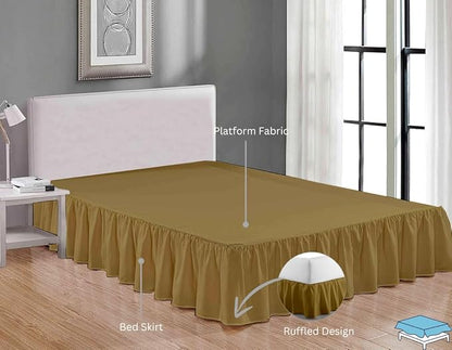Ruffle Bed Skirt with Split Corners, Microfiber Dust Ruffled for a Perfectly Tailored Bedding Ensemble, Wrinkle and Fade Free, Easy Fit, Full Size 18 Inch Drop, Taupe