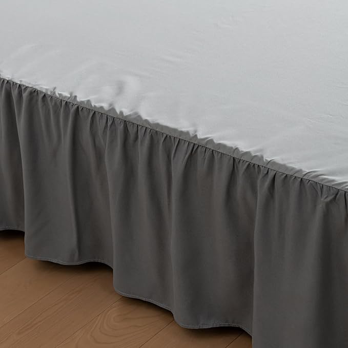 Bed Skirt Ruffled Bed Skirt with Split Corners, 18 Inch Drop Dust Ruffle Bed Skirt with Platform, Grey,King Size
