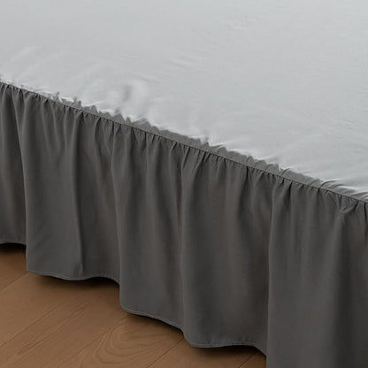 Bed Skirt King Size Ruffled Bed Skirts with Split Corners, 14 Inch Drop Dust Ruffle Bed Skirt with Platform, Gray
