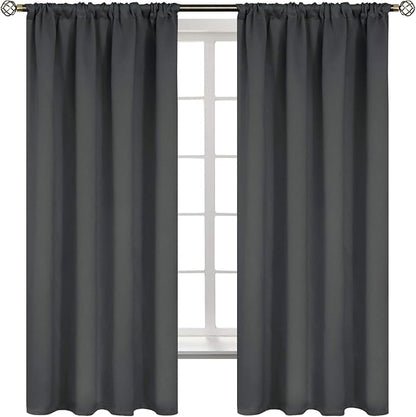 BGment Thermal Blackout Curtains 63 Inches Length for Bedroom Window, Dark Grey Room Darkening Insulated Drapes with Rod Pocket for Living Room, 42 x 63 Inch, 2 Panels
