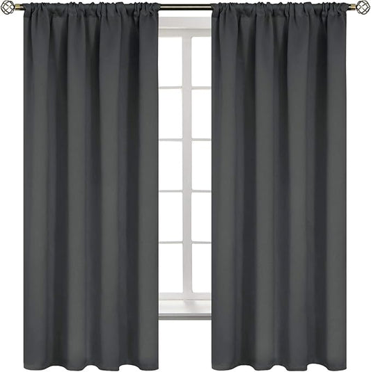 BGment Thermal Blackout Curtains 63 Inches Length for Bedroom Window, Dark Grey Room Darkening Insulated Drapes with Rod Pocket for Living Room, 42 x 63 Inch, 2 Panels