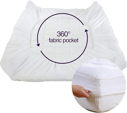 EASELAND RV Short Queen Mattress Pad Pillow Top Quilted Fitted Cooling Mattress Protector Cover Topper Cotton 8-21" Deep Pocket (60x75 Inches, White)