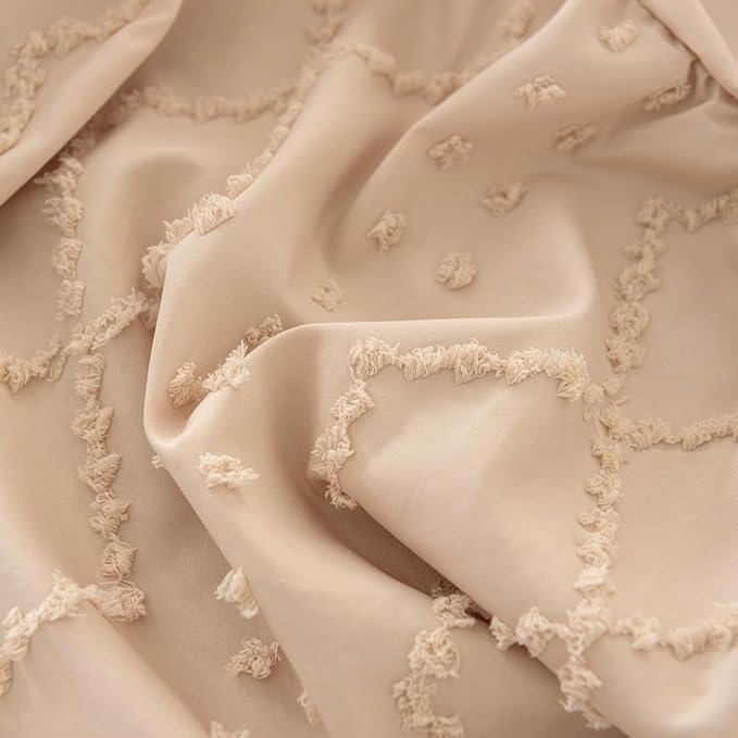 Bed Skirt Queen Size Ruffled Bed Skirt with Split Corners, 16 Inch Drop Dust Ruffle Bed Skirts with Platform, Boho Tufted Shabby Chic Queen Size Bed Skirts, Cream