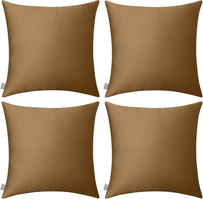 4-Pack 100% Cotton Comfortable Solid Decorative Throw Pillow Case,Thmyo Square Cushion Cover Pillowcase Sublimation Blank Pillow Covers DIY Throw Pillowcase for Sofa(24x24 inch/ 60x60cm,Light Coffee)