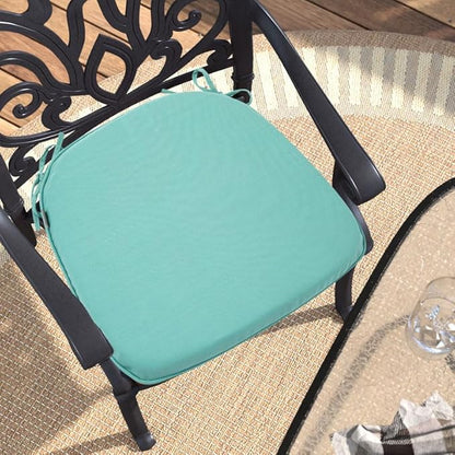 Outdoor Chair Cushions Set of 2,Patio Seat Cushion 17"x16"x2",U-Shaped Dining Chair Cushion 17 by 16 Inch,Water Resistant,Fade-Resistant Chair Pads for Kitchen Garden Furniture(Light Turquoise)