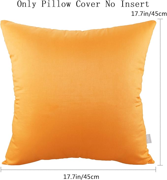 Thmyo 4-Pack 100% Cotton Comfortable Solid Decorative Throw Pillow Cases Square Cushion Cover Pillowcases Thanksgiving DIY Fall Pumpkin Orange Pillow Covers(18x18 inch/45x45cm)