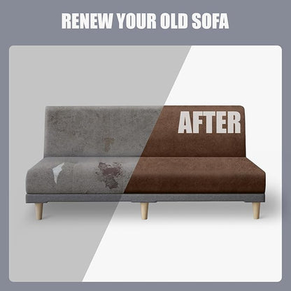 molasofa Leather Like Stretch Futon Slipcover Armless Futon Bed Sofa Cover Furniture Protector with Elastic Bottom, Soft and Washable Futon Cover for Sofa Bed Stay in Place（X Larger，Light Brown）