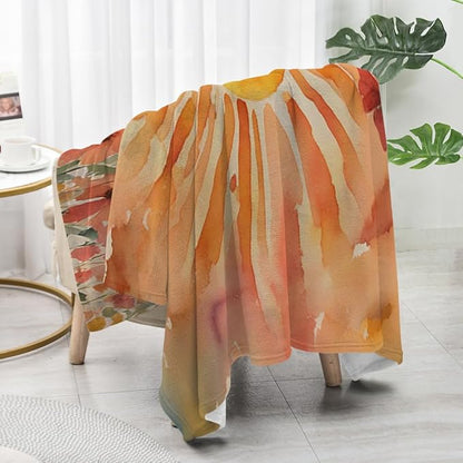 Burn Orange Boho Sunrise Sunset Sun Print Throw Blankets Pink Floral Flower Blanket Modern Abstract Throws Spring Blankets for Couch Boho Decorative Blanket for Sofa Bed Living Room 30"x40"