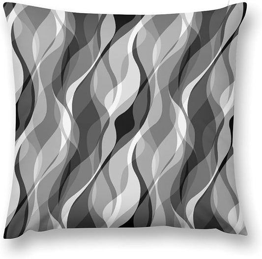 Grey Throw Pillow Covers Modern Abstract Black and Grey Striped Decorations for Bedroom Living Room Farmhouse Sofa Pillows Bed Couch 18x18 Inch