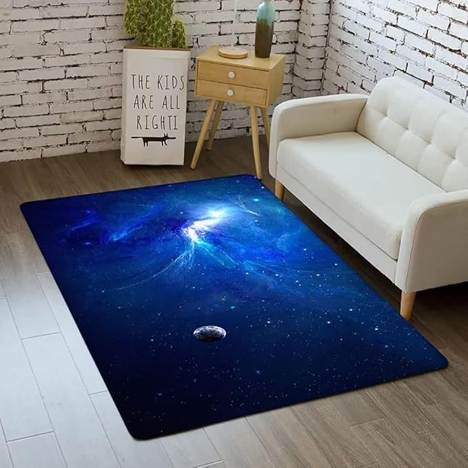 Outer Space Rug for Kids Bedroom 3x5 ft Galaxy Carpet for Boys Room Soft Non-Slip Solar System Area Rug 3D Planet Universe Rug for Living Room