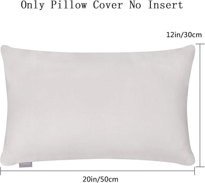 Thmyo 4-Pack 100% Cotton Lumbar Comfortable Solid Decorative Throw Pillow Case Rectangle Cushion Cover Sublimation Blank Pillow Covers DIY Throw Pillowcase(12x20inch/30x50cm,Light Silver Grey)