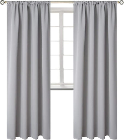 BGment Rod Pocket Room Darkening Curtains for Bedroom 84 Inches Long - Thermal Insulated Blackout Curtain Drapes for Living Room, 42 x 84 Inch, 2 Panels, Light Grey