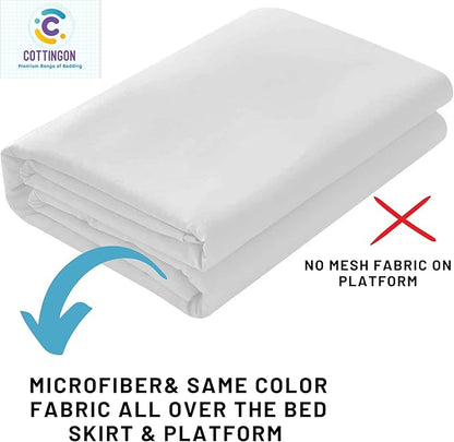 Ruffled Bed Skirt with Split Corners-Dust Ruffle - 12" Drop 100% Microfiber Soft,Sheen & Luxurious Look - Bed Skirts (White -Full)