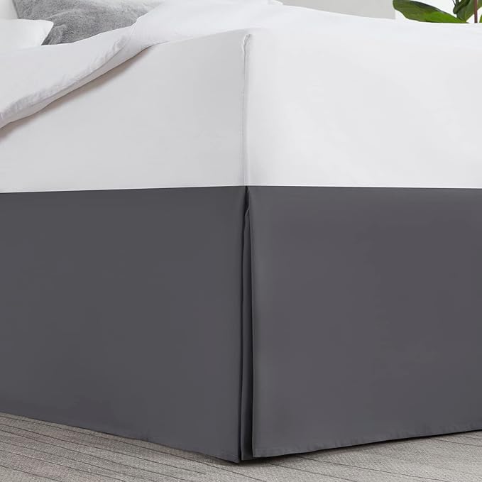 Nestl Dark Gray Twin Bed Skirt - Twin Size Bed Skirt 14 Inch Drop - Brushed Microfiber Bed Skirts - Hotel Quality Pleated Bed Skirt - Shrinkage & Fade Resistant