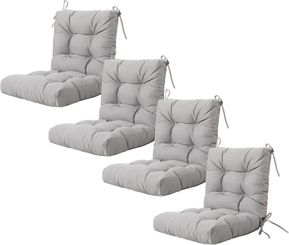 ARTPLAN Seat/Back Outdoor Chair Cushion,Set of 4 Patio Chair Cushion with Tie,Tufted Replacement for Patio Furniture,20x20x4 Inches,4 Count