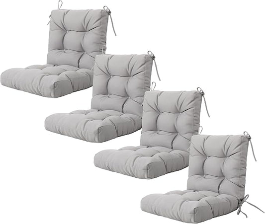 ARTPLAN Seat/Back Outdoor Chair Cushion,Set of 4 Patio Chair Cushion with Tie,Tufted Replacement for Patio Furniture,20x20x4 Inches,4 Count
