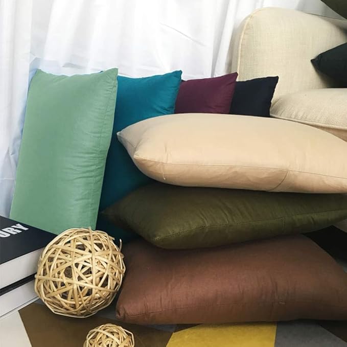 Thmyo 4-Pack 100% Cotton Lumbar Comfortable Solid Decorative Throw Pillow Case, Rectangle Cushion Cover Pillowcase Sublimation Blank Pillow Covers DIY Throw Pillowcase(12x20inch/30x50cm, Mist Green)