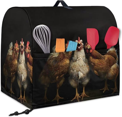 Funny Rooster 3D Print Stand Mixer Covers Kitchen Aid Mixer Cover Mixer Dust Cover with Pockets and Handle Kitchen Accessories Mixer Covers Black