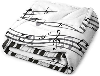 Music Blanket Black White Piano Keys Music Note Modern Abstract Art Print Soft Cozy Lightweight Throw Blanket for Women Men Bedroom Living Room Dorm Chair Sofa Travel 40x50in
