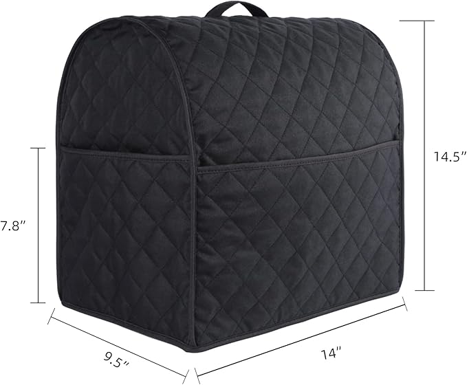 Stand Mixer Cover compatible with Kitchenaid Mixer, Fits All Tilt Head & Bowl Lift Models with 3 Organizer Bag for Accessories. (Black, For Tilt Head 4.5-5 Quart)