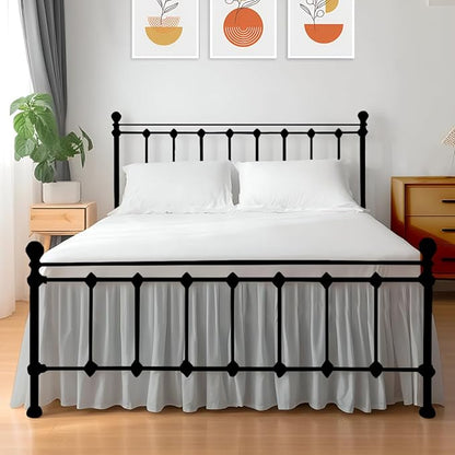 Shreem Linen Ruffled Bed Skirt with Split Corners, Gathered Style, 100% Microfiber, 10-Inch Drop, Dust Ruffle Bedskirt with Platform, RV King, Light Grey