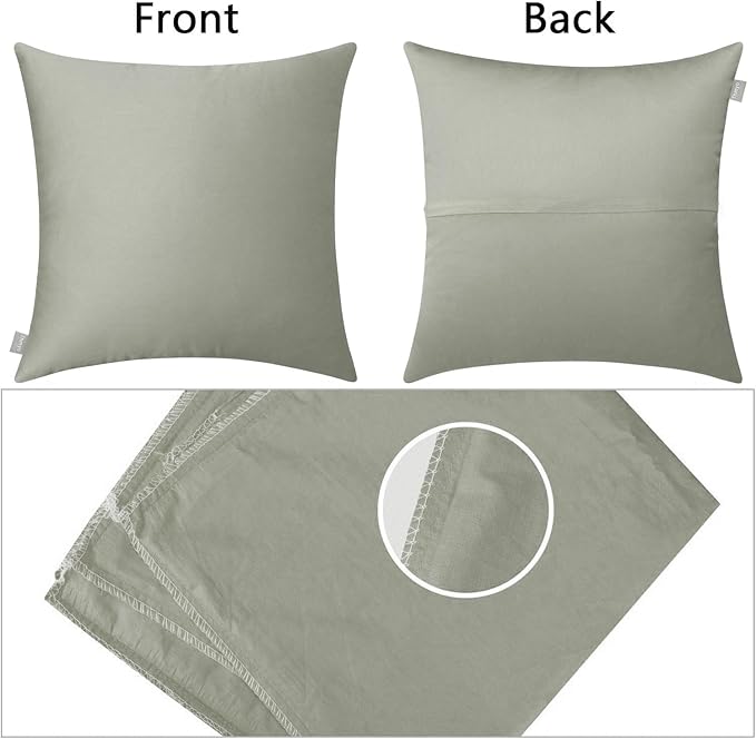 Thmyo 4-Pack 100% Cotton Comfortable Solid Decorative Throw Pillow Case Square Cushion Cover Pillowcase Sublimation Blank Pillow Covers DIY Throw Pillowcase for Sofa Bedroom(22x22 inch/ 55x55cm,Grey)