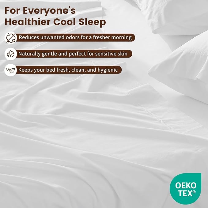 100% Linen Sheet Set Cal King Size Extra Deep Pocket Fits 18-24 Inch Mattress, Breathable & Soft, Smooth 4-Piece Set for Thick Mattresses Hotel Luxury Bedding（Cal King, White）