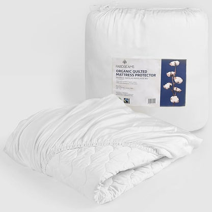 FABDREAMS Organic Quilted Mattress Protector Twin XL Size | Mattress Pad| Mattress Cover| Naturally Breathable | Noiseless| Fits up to 17" Deep Pockets| Temperature Regulating | White