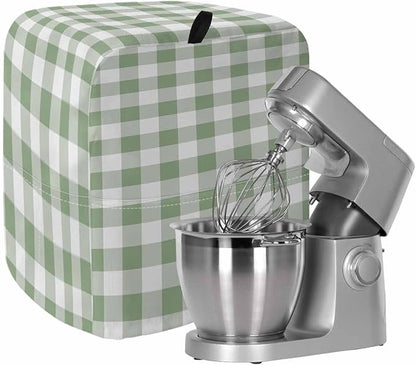 Green Plaid Stand Mixer Dust Cover with Storage Pocket & Handles, Fits All Tilt Head & Bowl Lift Modern Minimalism Kitchen Appliance Cover Organizer Buffalo Checked Art Bag Accessories, 6-8 Quart