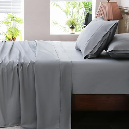 Extra Deep Pocket California King Sheets 18-24 Inch 1000 Thread Count 100% Egyptian Cotton Sateen Weave Soft Breathable 4 Pieces（California King,Grey）