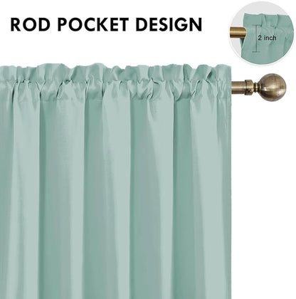 DWCN Blackout Curtains for Living Room Thermal Insulated, Energy Saving & Noise Reducing Bedroom Curtains, Sage Green, W 70x L 84 Inch, Set of 2 Rod Pocket Curtain Panels