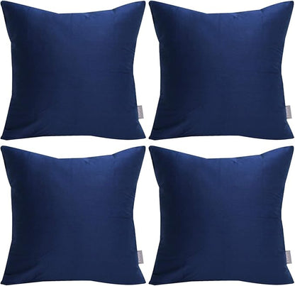 Thmyo 4-Pack 100% Cotton Comfortable Solid Decorative Throw Pillow Case Square Cushion Cover Pillowcase Sublimation Blank Pillow Covers Christmas DIY Throw Pillowcase(16x16inch/40x40cm,Midnight Blue)