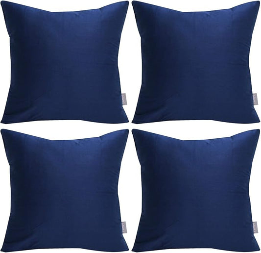 Thmyo 4-Pack 100% Cotton Comfortable Solid Decorative Throw Pillow Case Square Cushion Cover Pillowcase Sublimation Blank Pillow Covers Christmas DIY Throw Pillowcase(22x22inch/55x55cm,Midnight Blue)